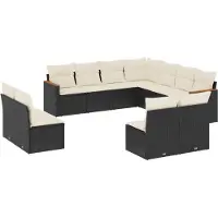 Syfax 11-tlg. Garten-Sofagarnitur mit Kissen Schwarz Poly Rattan