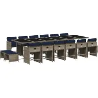 Syfax 17-teiliges Garten-Ess-Set mit Kissen, grau, Polyrattan