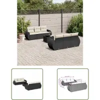 The Living Store 7-tlg. Garten-Sofagarnitur mit Kissen Schwarz Poly Rattan