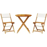 Syfax 3-tlg. Bistro-Set Cremeweiß Stoff und Massivholz