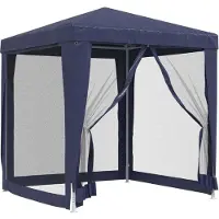 Syfax Partyzelt mit 4 Mesh-Seitenwänden Blau 2x2 m HDPE