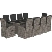 Syfax 11-tlg. Garten-Essgruppe mit Kissen Grau Poly Rattan