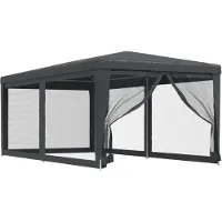 Syfax Partyzelt mit 6 Mesh-Seitenwänden Anthrazit 3x6 m HDPE