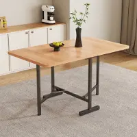 OKWISH Ausziehbarer Esstisch Klapptische 120*80*75 cm, Freizeittisch rechteckiger für Wohnzimmer,faltbar und gelagert Tisch, Natur