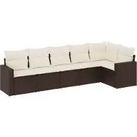 Syfax 6-tlg. Garten-Sofagarnitur mit Kissen Braun Poly Rattan