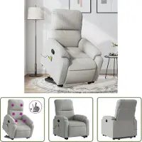 The Living Store Massagesessel mit Aufstehhilfe Hellgrau Mikrofasergewebe