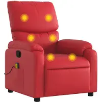 Syfax Massagesessel Rot Kunstleder, manuelle Liegefunktion, Seitentasche, 75x99x99 cm (BxTxH)