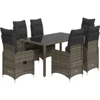 Syfax 5-tlg. Garten-Bistro-Set mit Kissen Grau Poly Rattan