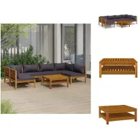 vidaXL 7-tlg. Garten-Lounge-Set mit Auflage Massivholz Akazie - Gartenmöbel-Sets