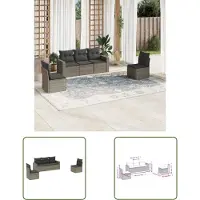 The Living Store 5-tlg. Garten-Sofagarnitur mit Kissen Grau Poly Rattan
