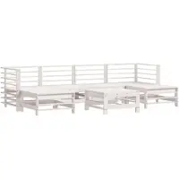 Syfax 7-tlg. Garten-Lounge-Set Weiß Massivholz Kiefer