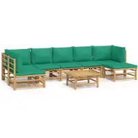 Syfax 8-tlg. Garten-Lounge-Set mit Grünen Kissen Bambus