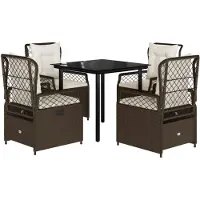 Syfax 5-tlg. Garten-Essgruppe mit Kissen Braun Poly Rattan