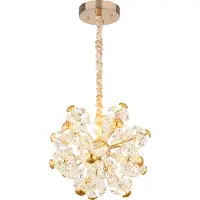 Globo Lighting Hängeleuchte Metall goldfarben, Glaskristalle klar, ø: 500mm, H: 1250mm, inkl. LED 52W 230V, 5600lm Source, 4800lm Output, 3000K