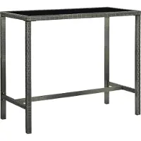 Syfax Garten-Bartisch Grau 130x60x110 cm Poly Rattan und Glas