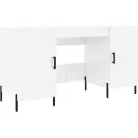 Syfax Schreibtisch Hochglanz-Weiß 140x50x75 cm Holzwerkstoff