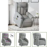 The Living Store Elektrischer Massagesessel mit Aufstehhilfe Hellgrau Stoff