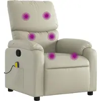 Syfax Massagesessel mit Relaxfunktion, Kunstleder, Creme