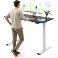 FlexiSpot höhenverstellbarer Schreibtisch elektrisch 120x80cm mit Dualmotor, 25MM einteiliger Tischplatte&3-fach Teleskop EC5 LITE (Schwarz)