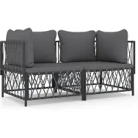 Syfax 2-tlg. Garten-Lounge-Set mit Kissen Anthrazit Stahl