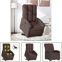 The Living Store Elektrischer Massagesessel mit Aufstehhilfe Dunkelbraun Stoff