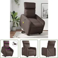 The Living Store Massagesessel mit Aufstehhilfe Elektrisch Braun Kunstleder