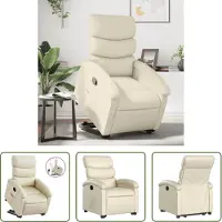 The Living Store Relaxsessel mit Aufstehhilfe Creme Kunstleder