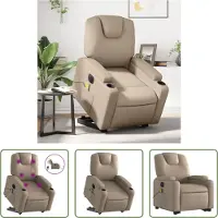 The Living Store Massagesessel mit Aufstehhilfe Elektrisch Cappuccino Kunstleder