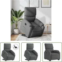 The Living Store Relaxsessel mit Aufstehhilfe Elektrisch Dunkelgrau Stoff