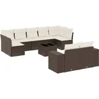 Syfax 10-tlg. Garten-Sofagarnitur mit Kissen Braun Poly Rattan