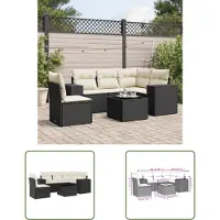 The Living Store 6-tlg. Garten-Sofagarnitur mit Kissen Schwarz Poly Rattan