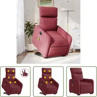 The Living Store Massagesessel mit Aufstehhilfe Weinrot Stoff