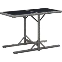 Syfax Gartentisch Anthrazit 110x53x72 cm Glas und Poly Rattan