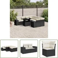 The Living Store 9-tlg. Garten-Sofagarnitur mit Kissen Schwarz Poly Rattan