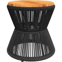 Syfax Couchtisch mit Drahtgestell Schwarz Ø 45x44 cm Akazienholz