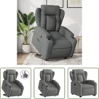 The Living Store Relaxsessel mit Aufstehhilfe Dunkelgrau Stoff