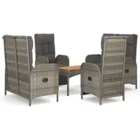 Syfax 5-tlg. Garten-Essgruppe mit Kissen Grau Poly Rattan