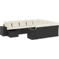Syfax 11-tlg. Garten-Sofagarnitur mit Kissen Schwarz Poly Rattan