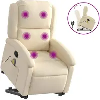Sonstiges Massagesessel mit Aufstehhilfe Creme Stoff