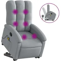 Syfax Massagesessel mit Aufstehhilfe Hellgrau Stoff