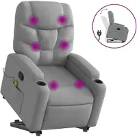 Syfax Massagesessel mit Aufstehhilfe Hellgrau Stoff