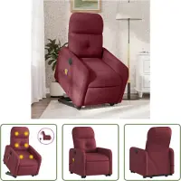 The Living Store Elektrischer Massagesessel mit Aufstehhilfe Weinrot Stoff
