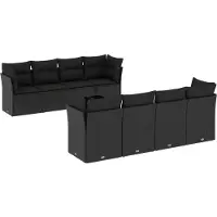 Syfax 9-tlg. Garten-Sofagarnitur mit Kissen Schwarz Poly Rattan