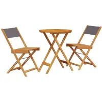 Syfax 3-tlg. Bistro-Set Anthrazit Stoff und Massivholz