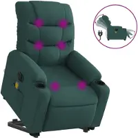 Syfax Elektrischer Massagesessel mit Aufstehhilfe Dunkelgrün Stoff