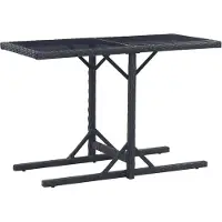 Syfax Gartentisch Schwarz 110×53×72 cm Glas und Poly Rattan