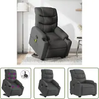 The Living Store Massagesessel mit Aufstehhilfe Dunkelgrau Stoff