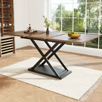 STILVORA Ausziehbar Esstisch (120-160×80cm),Küchentisch Teleskoptisch mit schwarzen Kreuzbeinen