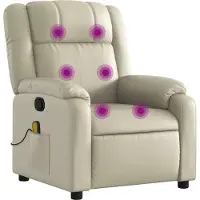 Syfax Massagesessel mit Relaxfunktion, Kunstleder, Creme