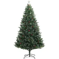 Syfax Künstlicher Weihnachtsbaum Klappbar mit Roten Beeren 210 cm